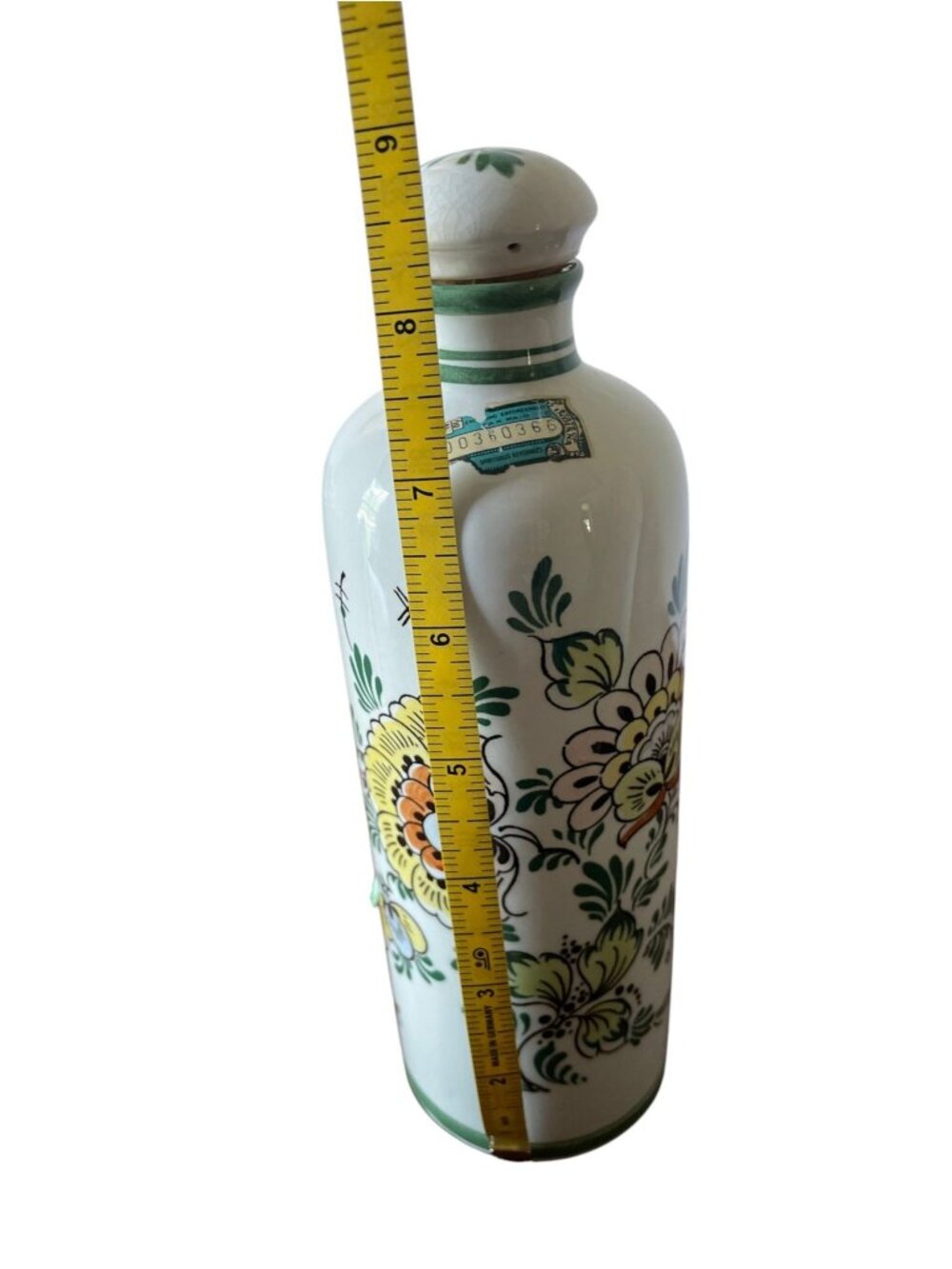 Vintage Bols Delft Polychrome Ceramic Gin Bottle Holland Handwerk Floral Decor - Picture 10 of 11